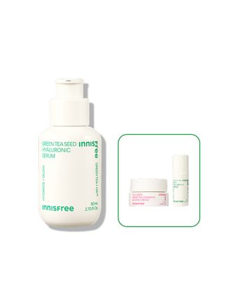 Green tea+HA™*이 함유된 순간 흡수 텍스쳐가 단숨에 피부 속건조를 개선하고 안정된 수분 밸런스로 피부를 건강하게 가꾸어주는 수분 세럼 *오직 피부 보습을 위해 개발된 녹차(뷰티그린티™) 추출물+ 흡수력과 지속력이 보다 강한 히알루론산으로 이루어진 강력한 수분 콤플렉스