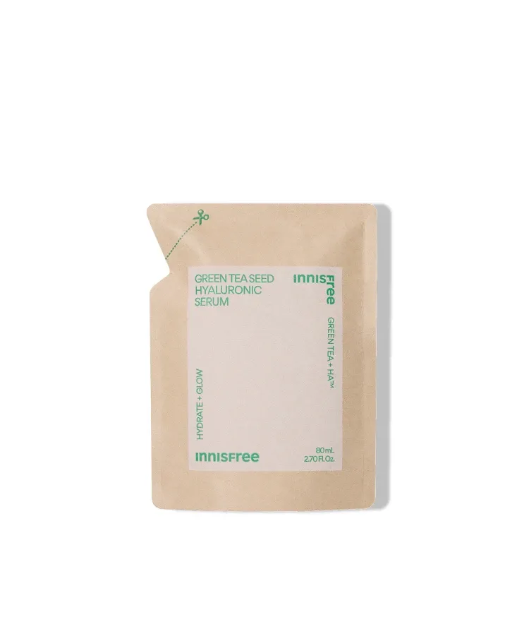 물보다 빠르게 피부 각질층 15층까지 한번에 침투하여 피부 건조 단숨에 해결! 72시간 보습지속, 수분 플럼핑 효과로 느끼는 초 밀착 수분광 이니스프리 추천 수분 세럼! 그린티 히알루론산 수분 세럼 리필