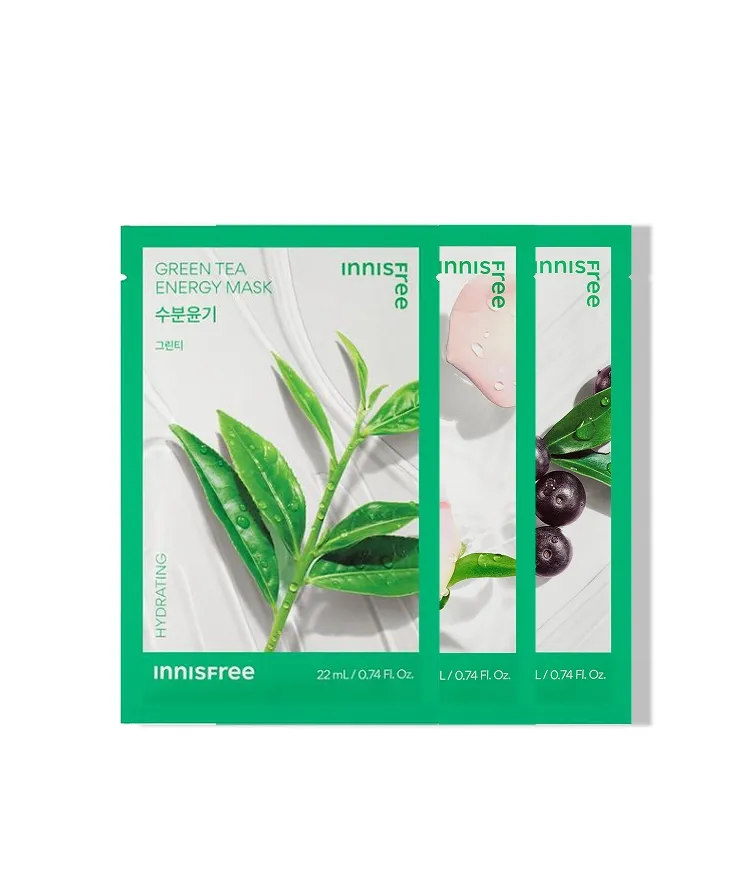 원료의 생생함을 그대로 담은 포뮬라가 피부 맞춤 솔루션을 제공해주는 데일리 시트 마스크. 오랜 시간과 정성으로 추출하여 짜낸 콜드 브루 스퀴즈 공법으로 원료의 생생함을 그대로 담은 포뮬러! 1일1팩으로 추천하는 이니스프리 에너지 마스크