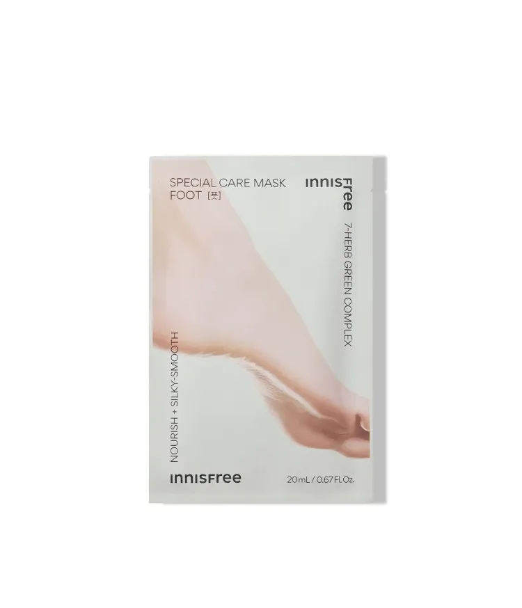 갈라지고 건조해진 발에 즉각적인 보습영양 케어, 이니스프리 스페셜 케어 풋 마스크. 갈라진 뒤꿈치가 고민이라면 양말처럼 편하게 신어 쉽고 빠르게! 밀키 텍스처 에센스로 집중 보습 및 영양케어를 통한 실크처럼 부드러운 발 완성. 발도 마스크 팩으로 홈케어!
