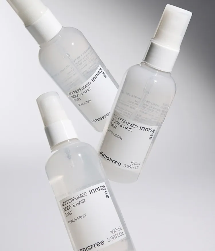 머리부터 발끝까지 부담없이 가볍게 뿌릴 수 있는 향기 미스트. 간편하게 파우치에 쏙 넣고 수시로 뿌릴 수 있는 캐주얼 향수! 이니스프리 마이 퍼퓸드 바디 앤 헤어 미스트