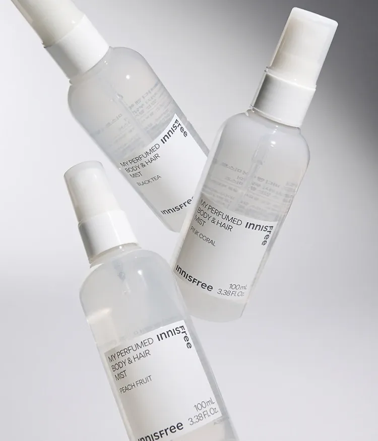 머리부터 발끝까지 부담없이 가볍게 뿌릴 수 있는 향기 미스트. 간편하게 파우치에 쏙 넣고 수시로 뿌릴 수 있는 캐주얼 향수! 이니스프리 마이 퍼퓸드 바디 앤 헤어 미스트