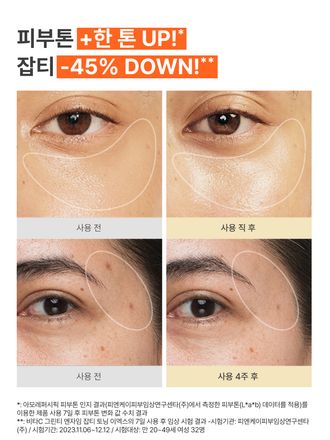 비타민C와 제주 녹차 엔자임*을 함유한 세럼이 피부톤과 피부결을 케어해 매끈 투명한 피부로 가꿔주는 잡티 토닝 세럼