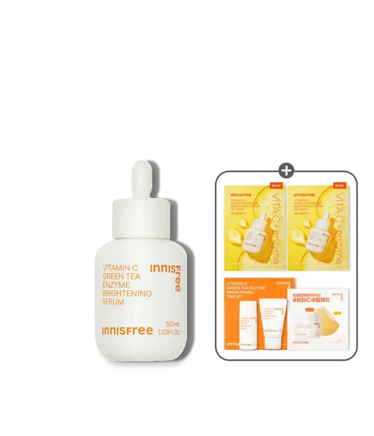 비타민C와 제주 녹차 엔자임*을 함유한 세럼이 피부톤과 피부결을 케어해 매끈 투명한 피부로 가꿔주는 잡티 토닝 세럼