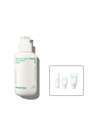 Green tea+HA™*이 함유된 순간 흡수 텍스쳐가 단숨에 피부 속건조를 개선하고 안정된 수분 밸런스로 피부를 건강하게 가꾸어주는 수분 세럼 *오직 피부 보습을 위해 개발된 녹차(뷰티그린티™) 추출물+ 흡수력과 지속력이 보다 강한 히알루론산으로 이루어진 강력한 수분 콤플렉스