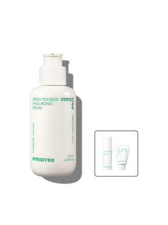 Green tea+HA™*이 함유된 순간 흡수 텍스쳐가 단숨에 피부 속건조를 개선하고 안정된 수분 밸런스로 피부를 건강하게 가꾸어주는 수분 세럼 *오직 피부 보습을 위해 개발된 녹차(뷰티그린티™) 추출물+ 흡수력과 지속력이 보다 강한 히알루론산으로 이루어진 강력한 수분 콤플렉스