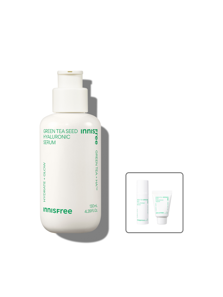 Green tea+HA™*이 함유된 순간 흡수 텍스쳐가 단숨에 피부 속건조를 개선하고 안정된 수분 밸런스로 피부를 건강하게 가꾸어주는 수분 세럼 *오직 피부 보습을 위해 개발된 녹차(뷰티그린티™) 추출물+ 흡수력과 지속력이 보다 강한 히알루론산으로 이루어진 강력한 수분 콤플렉스
