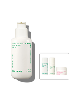 Green tea+HA™*이 함유된 순간 흡수 텍스쳐가 단숨에 피부 속건조를 개선하고 안정된 수분 밸런스로 피부를 건강하게 가꾸어주는 수분 세럼 *오직 피부 보습을 위해 개발된 녹차(뷰티그린티™) 추출물+ 흡수력과 지속력이 보다 강한 히알루론산으로 이루어진 강력한 수분 콤플렉스