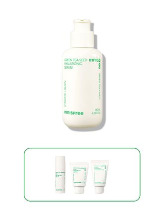 Green tea+HA™*이 함유된 순간 흡수 텍스쳐가 단숨에 피부 속건조를 개선하고 안정된 수분 밸런스로 피부를 건강하게 가꾸어주는 수분 세럼 *오직 피부 보습을 위해 개발된 녹차(뷰티그린티™) 추출물+ 흡수력과 지속력이 보다 강한 히알루론산으로 이루어진 강력한 수분 콤플렉스