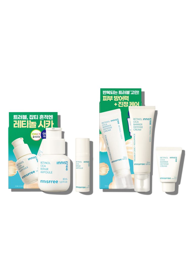 트러블의 시작부터, 각질, 모공, 잡티흔적 케어로 매끈한 피부결 관리 저자극 고효능 앰플+레티놀과 시카 성분을 함유한 제형이외부 환경에 쉽게 자극받아 연약해진 피부를 건강하게 케어하는 피부 보호막 크림