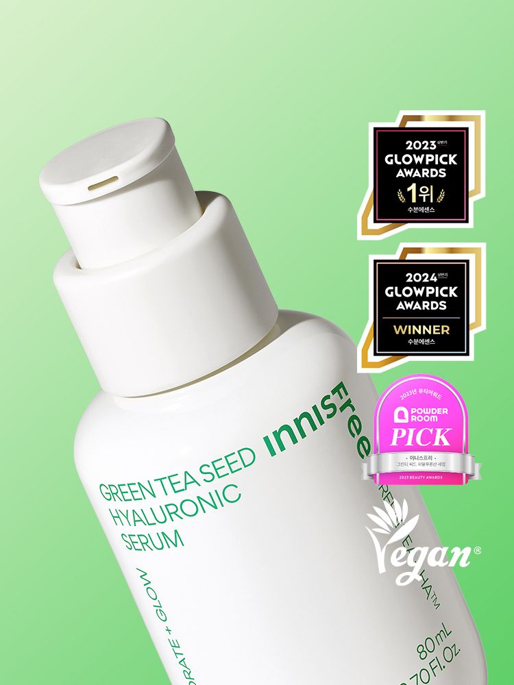 Green tea+HA™*이 함유된 순간 흡수 텍스쳐가 단숨에 피부 속건조를 개선하고 안정된 수분 밸런스로 피부를 건강하게 가꾸어주는 수분 세럼 *오직 피부 보습을 위해 개발된 녹차(뷰티그린티™) 추출물+ 흡수력과 지속력이 보다 강한 히알루론산으로 이루어진 강력한 수분 콤플렉스