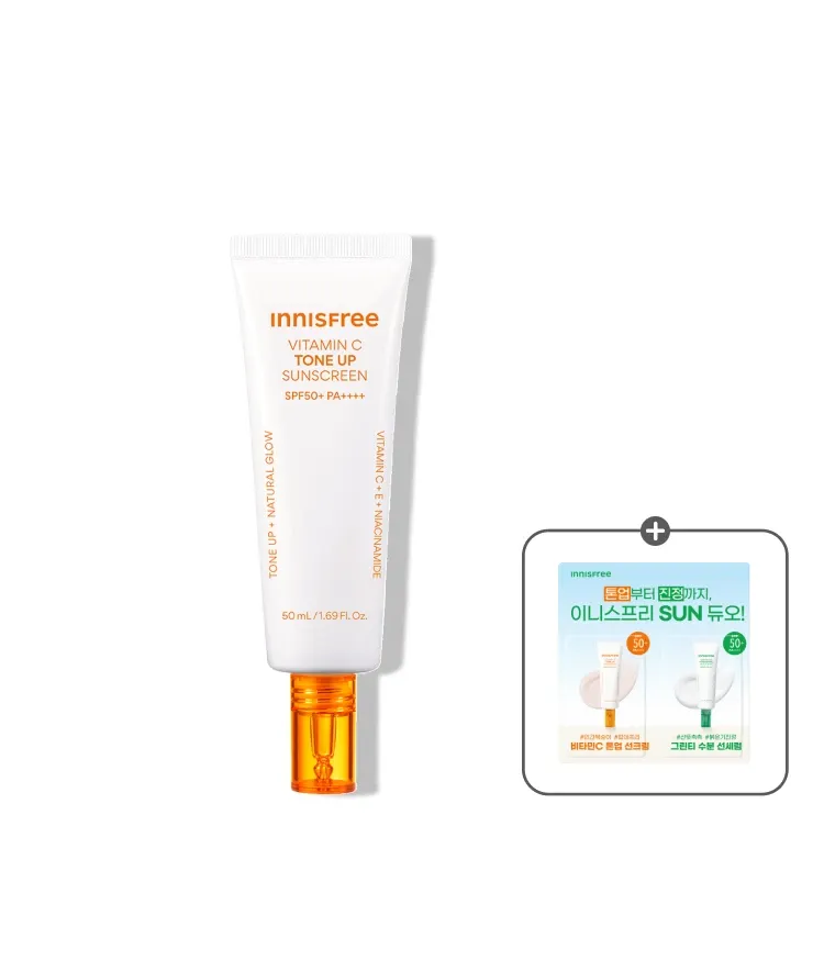 비타민C 성분으로 7일 만에 칙칙한 피부 톤과 잡티 개선 및 화사한 톤업 효과로 메이크업 베이스 겸용까지해주며 유기자차와 무기자차의 장점만 담은 혼합자차로서, 끈적임 없이 매끈하게 발리는 이니스프리 광노화 잡티케어 톤업 선크림