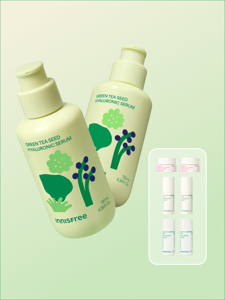 Green tea+HA™*이 함유된 순간 흡수 텍스쳐가 단숨에 피부 속건조를 개선하고 안정된 수분 밸런스로 피부를 건강하게 가꾸어주는 한정판 마키토이 콜라보 수분 세럼 *오직 피부 보습을 위해 개발된 녹차(뷰티그린티™) 추출물+ 흡수력과 지속력이 보다 강한 히알루론산으로 이루어진 강력한 수분 콤플렉스