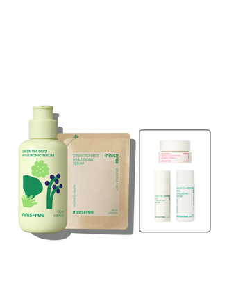 Green tea+HA™*이 함유된 순간 흡수 텍스쳐가 단숨에 피부 속건조를 개선하고 안정된 수분 밸런스로 피부를 건강하게 가꾸어주는 수분 세럼