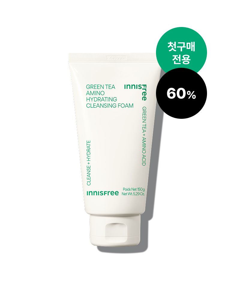 뷰티그린티™의 생녹차수와 아미노산 콤플렉스*가 세안 후에도 피부를 촉촉하게 케어해주는 클렌징 폼