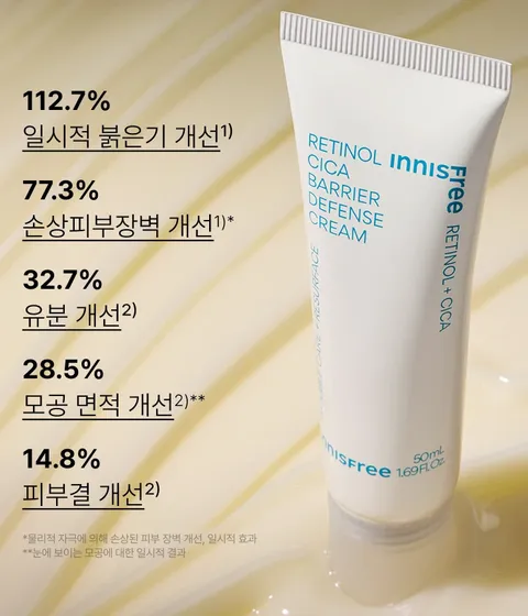 레티놀과 시카 성분을 함유한 제형이외부 환경에 쉽게 자극받아 연약해진 피부를 건강하게 케어하는 피부 보호막 크림