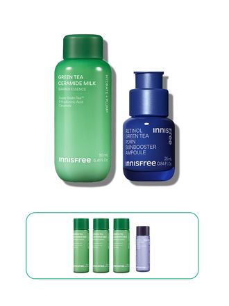 슈퍼 그린티™와 그린티 세라마이드가 함유된 포뮬러로 3초면 강력 속보습 완성. 피부 장벽 개선은 물론 메이크업 밀착력도 UP 시켜주는 신개념 밀크 텍스쳐, 토너팩으로도 추천! 민감성 피부도 사용 가능한 저자극 에센스, 이니스프리 신제품 그린티 밀크 보습 에센스