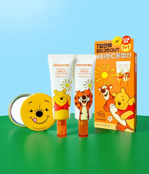 [곰돌이푸 에디션] 비타민C 톤업 선세럼 50mL 2개입 세트 + 손거울 증정