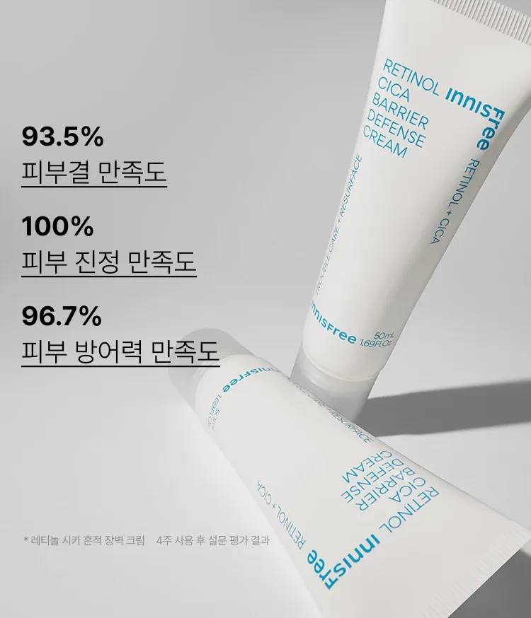 갓 생긴 트러블의 개선으로 건강한 피부 솔루션 케어와 잡티흔적, 피부결까지 다양한 피부 트러블을 케어해주는 수분감 가득, 촉촉한 저자극 이니스프리 레티놀 시카 흔적 크림
