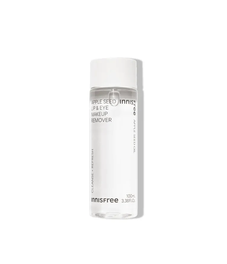 아이라인, 마스카라, 글리터 등 포인트 메이크업을 말끔하게 딥클렌징. 피부자극 테스트, 안자극 테스트 완료! 사과씨 오일이 포함되어 부드럽고 미끌거림이 적은 텍스처의 메이크업 리무버 추천 이니스프리 애플씨드 립앤아이 메이크업 리무버