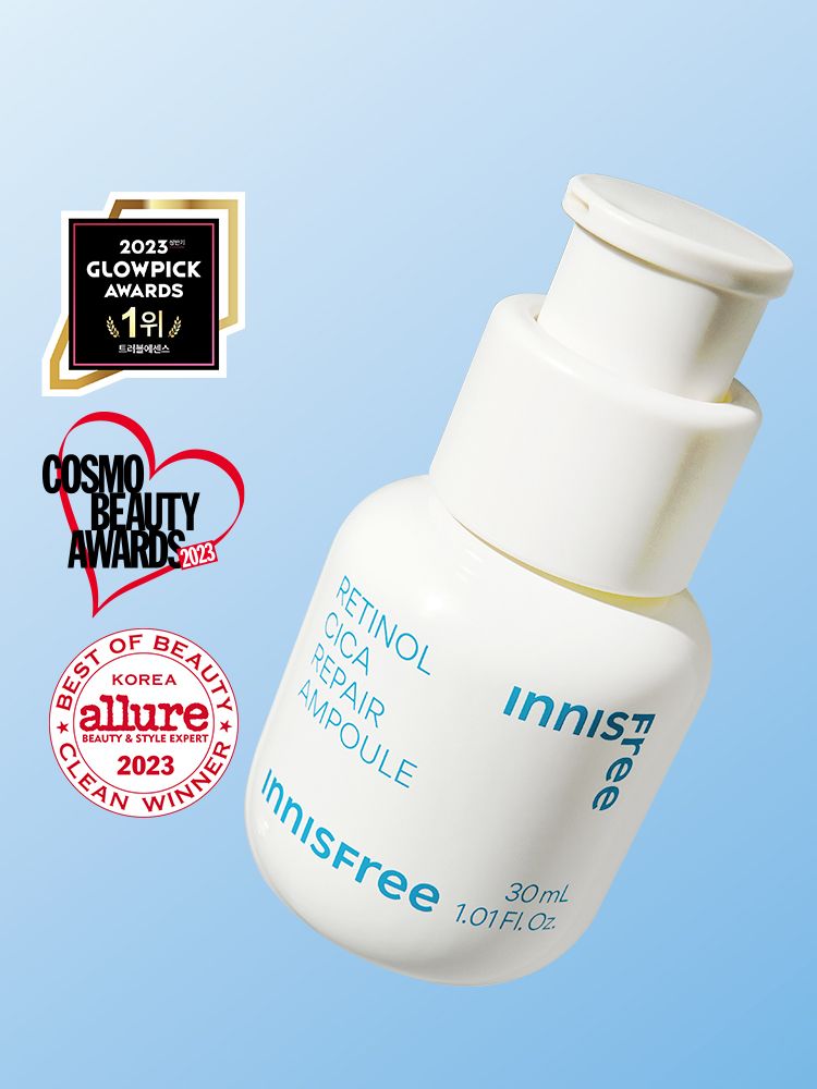 모공 흔적은 깨끗하게, 색소 흔적은 옅어지게! 모공&흔적을 개선하여 깨끗하고 매끄러워진 깐달걀 피부결로 가꿔주는 저자극 이니스프리 레티놀 시카 흔적 앰플