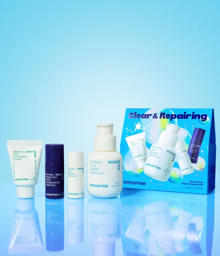 모공 흔적은 깨끗하게, 색소 흔적은 옅어지게! 모공&흔적을 개선하여 깨끗하고 매끄러워진 깐달걀 피부결로 가꿔주는 저자극 이니스프리 레티놀 시카 흔적 앰플