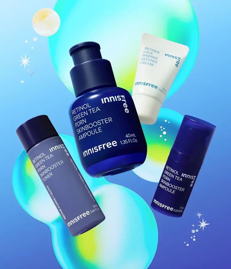 레티놀과 그린티 PDRN™ 포뮬러의 피부 겉케어X속케어 시너지가 선사하는 매끈한 모공결 & 촘촘한 피부광의 스킨부스터 앰플