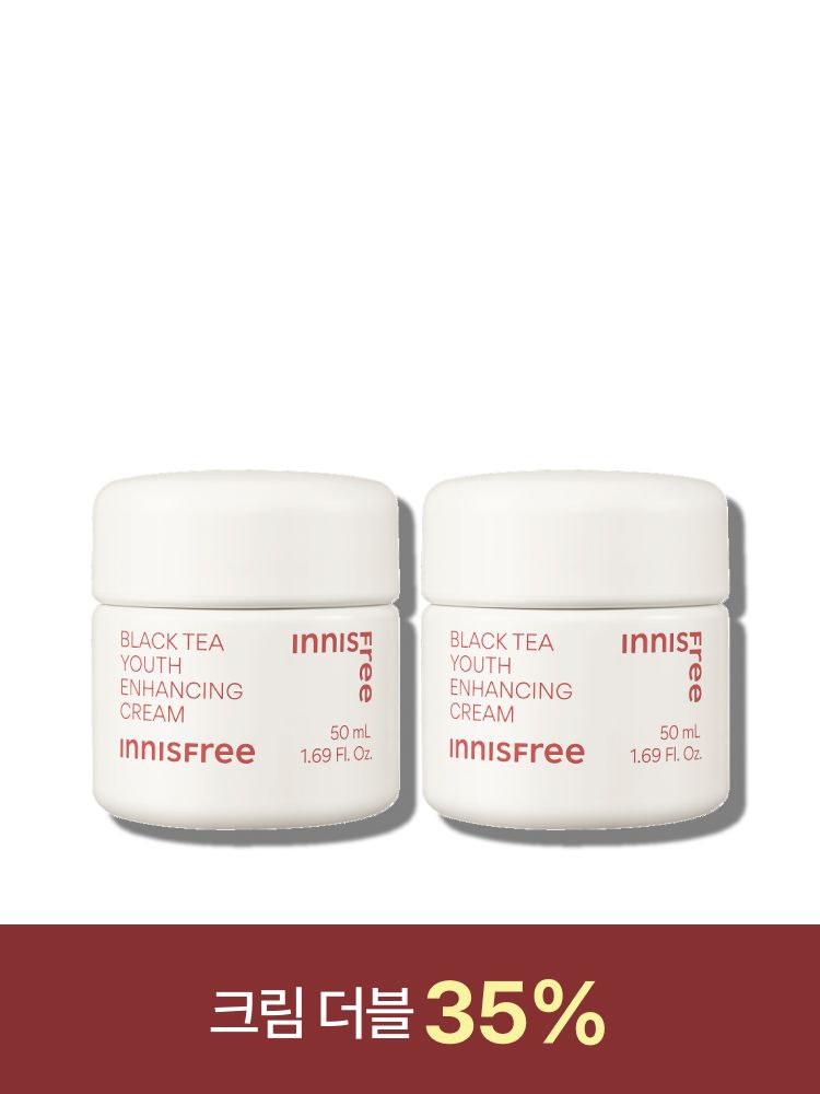 지친 피부의 컨디션을 빠르게 케어해주고 숙면한 듯 건강한 피부로 만들어 주는 집중 안티에이징 크림. 주름개선기능성 및 미백기능성을 인정 받은 이중 기능성 크림! 쫀쫀하게 스며들어 보습 보호막을 형성해 탄력있는 피부를 만들어주는 이니스프리 블랙티 유스 인핸싱 크림