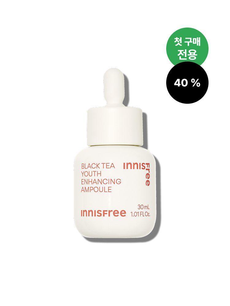 복합적인 피부고민과 지친 피부 컨디션을 빠르게 케어해주는 집중 안티에이징 항산화 앰플. 리셋 컨센트레이트, 히알루론산, 스쿠알란 함유되어 보습과 수분 동시에 충전. 피부톤, 광채, 윤기, 피부결, 탄력 개선되어 쫀쫀한 피부 완성. 피부과 테스트 하이포알러제닉테스트 완료하여 민감성 피부도 사용가능한 이니스프리 블랙티 유스 인핸싱 앰플