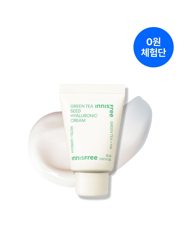 그린티 성분과 히알루론산이 함유된 풍부한 수분 텍스쳐가 피부에 밀착되어 촉촉한 진정 피부로 가꾸어주는 수분 크림