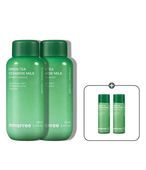 슈퍼 그린티™와 그린티 세라마이드가 함유된 포뮬러로 3초면 강력 속보습 완성. 피부 장벽 개선은 물론 메이크업 밀착력도 UP 시켜주는 신개념 밀크 텍스쳐, 토너팩으로도 추천! 민감성 피부도 사용 가능한 저자극 에센스, 이니스프리 신제품 그린티 밀크 보습 에센스