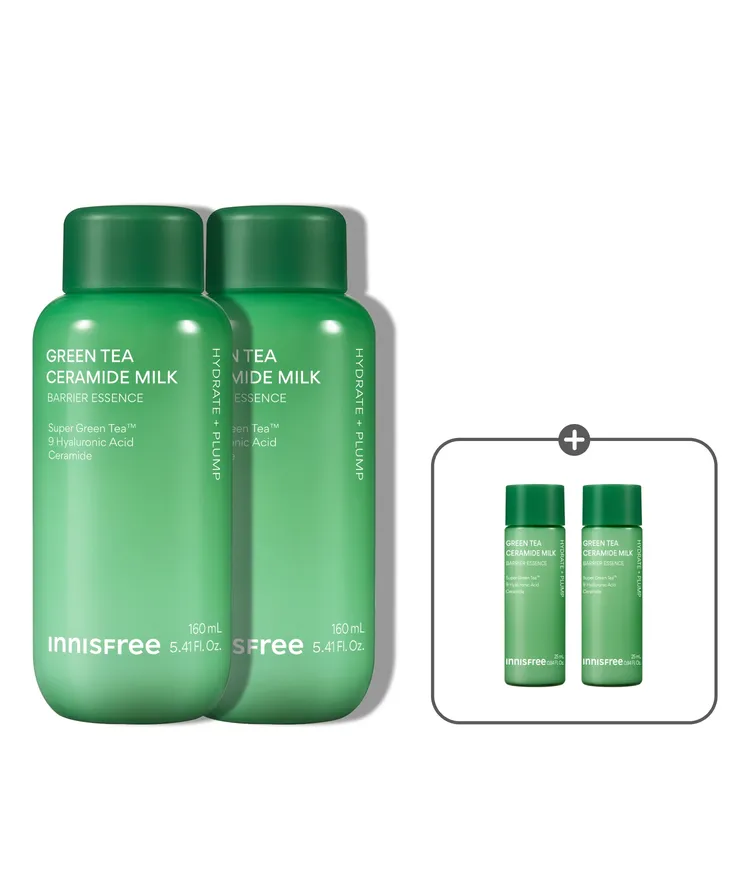 슈퍼 그린티™와 그린티 세라마이드가 함유된 포뮬러로 3초면 강력 속보습 완성. 피부 장벽 개선은 물론 메이크업 밀착력도 UP 시켜주는 신개념 밀크 텍스쳐, 토너팩으로도 추천! 민감성 피부도 사용 가능한 저자극 에센스, 이니스프리 신제품 그린티 밀크 보습 에센스