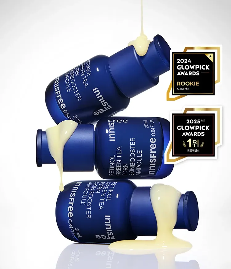 레티놀과 그린티 PDRN™ 포뮬러의 피부 겉케어X속케어 시너지가 선사하는 매끈한 모공결 & 촘촘한 피부광의 스킨부스터 앰플