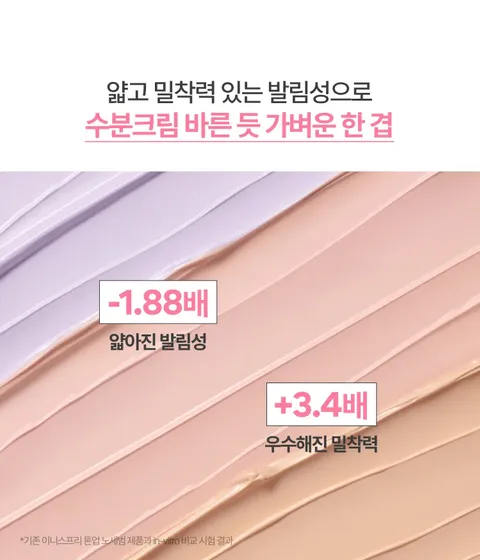 화사하고 보송보송한 톤업 효과가 오랫동안 유지되고 칙칙한 피부톤을 생기있게 연출하며, 과한 피부 피지를 조절하는 산뜻 보송한 핑크 컬러 톤업 무기자차 자외선 차단제