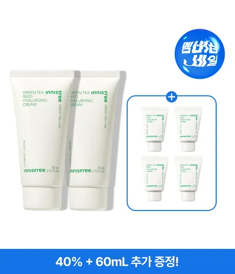 그린티 히알루론산 수분크림 80mL X 2개 (튜브타입)