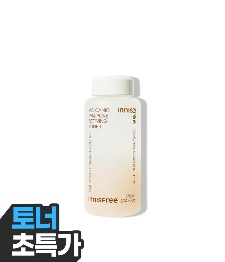 화산송이 파우더와 PHA가 함유된 듀얼 모공 케어 토너. 간편하게 닦아내는 토너로 유분기가 올라오는 지성 피부와 화장이 쉽게 무너지는 피부를 보송 매끈하게 정돈해주는 모공 스페셜 케어! 이니스프리 화산송이 파하 모공 매끈결 토너