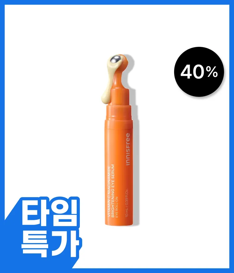 이니스프리 비타민C 나이아신아마이드 브라이트닝 아이세럼은 나이아신아마이드 5만 ppm과 비타민C 유도체 2만 ppm 배합으로 맑고 환한 눈가 피부를 완성합니다. 4주 사용 후 다크서클 밝기 1.3배 개선을 돕고, 메탈 롤러 어플리케이터의 쿨링 마사지로 피로한 눈가 붓기 완화와 탄력 저하, 칙칙한 눈가 집중 케어까지 도움을 줍니다.