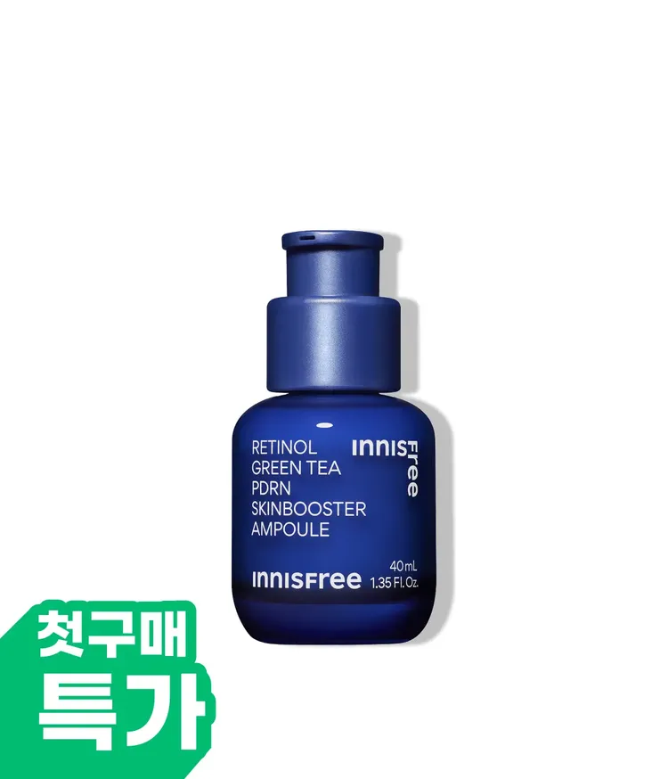 이니스프리 레티놀 PDRN 스킨부스터 앰플은 강력한 그린티 PDRN™과 레티놀의 시너지로 모공결과 속광을 동시에 관리하는 고효능 앰플입니다. 3.4배 더 강력한 흡수력으로 피부 속부터 탄력을 촘촘하게 채워주며, 민감 피부 자극 반응도 0.00의 저자극 포뮬러의 주름 개선 및 미백 2중 기능성 화장품으로, 거칠어진 피부결을 정돈하고 탄력 광채를 선사합니다.