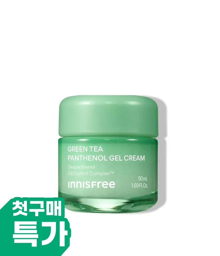 이니스프리 그린티 판테놀 젤 크림은 과다피지 정리 만족도 96%와 유수분 밸런스 만족도 100%를 바탕으로 지복합성 피부의 번들거림과 속건조를 함께 케어합니다. 미세한 비즈 포뮬러가 빠르게 녹아 산뜻한 보습막을 형성해 겉은 보송하고 속은 촉촉한 마무리를 돕습니다. 판테놀·스쿠알란 기반 저자극 젤 크림이 -3.6°C 쿨링과 보송한 사용감을 선사합니다.