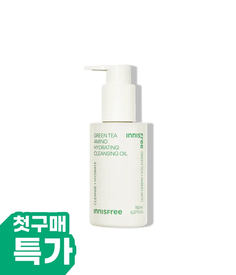 피부에는 순하고 촉촉하게, 메이크업, 피부 노폐불 딥클렌징은 확실하게! 딥 클렌징 후에도 피부에는 수분감이 남아 민감성, 건조한 피부타입에 필수템 이니스프리 대표 클렌징오일 그린티 아미노 수분 클렌징 오일