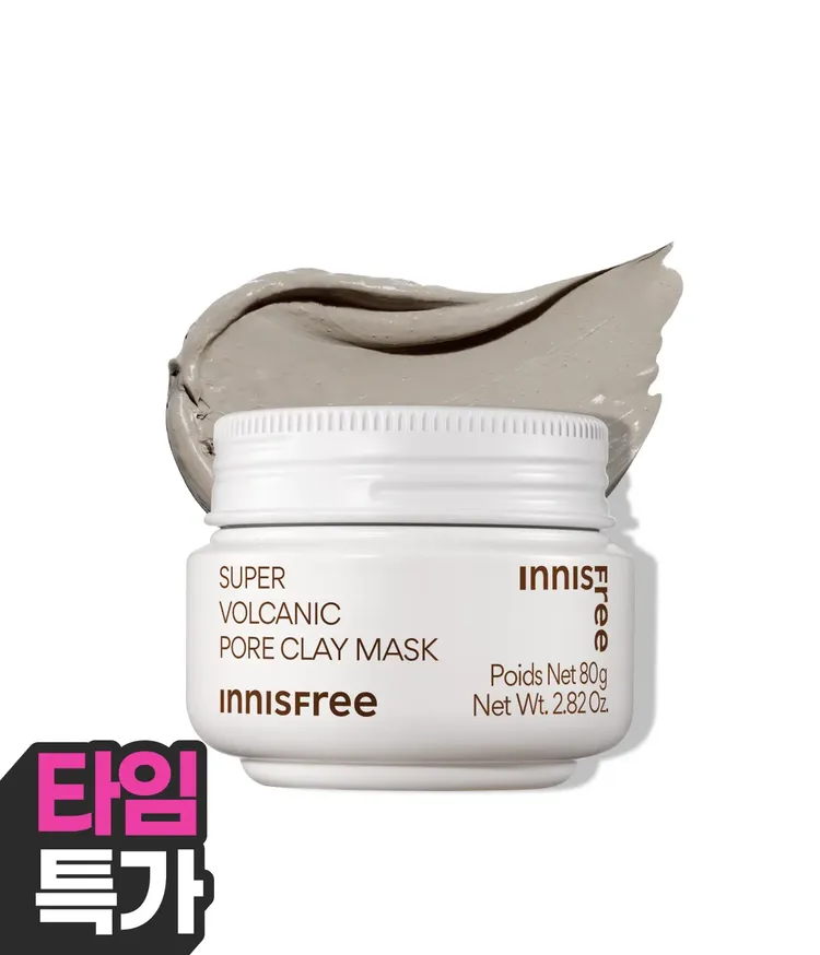 이니스프리 수퍼 화산송이 모공팩은 80g 크리미 워시오프 팩으로 제주 화산송이와 AHA가 모공 면적·블랙헤드·피부결 등 9가지 모공 고민을 집중 케어합니다. 화산송이 캡슐의 쿨링감으로 모공 속 과다 피지·노폐물을 정돈한 뒤 미온수로 씻어내며, 피부 자극 테스트를 완료한 저자극 포뮬러로 지성·복합성 피부의 데일리 모공 케어를 균형 있게 선사합니다.