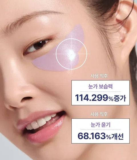 그린티 PDRN™*과 그린티 락토 엑소좀**을 함유한 나비 모양의 하이드로겔이 피부에 밀착되어 탄력 있는 눈가를 선사하는 아이 패치