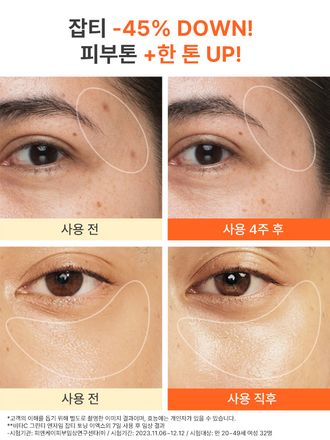 비타민C와 제주 녹차 엔자임*을 함유한 세럼이 피부톤과 피부결을 케어해 매끈 투명한 피부로 가꿔주는 잡티 토닝 세럼