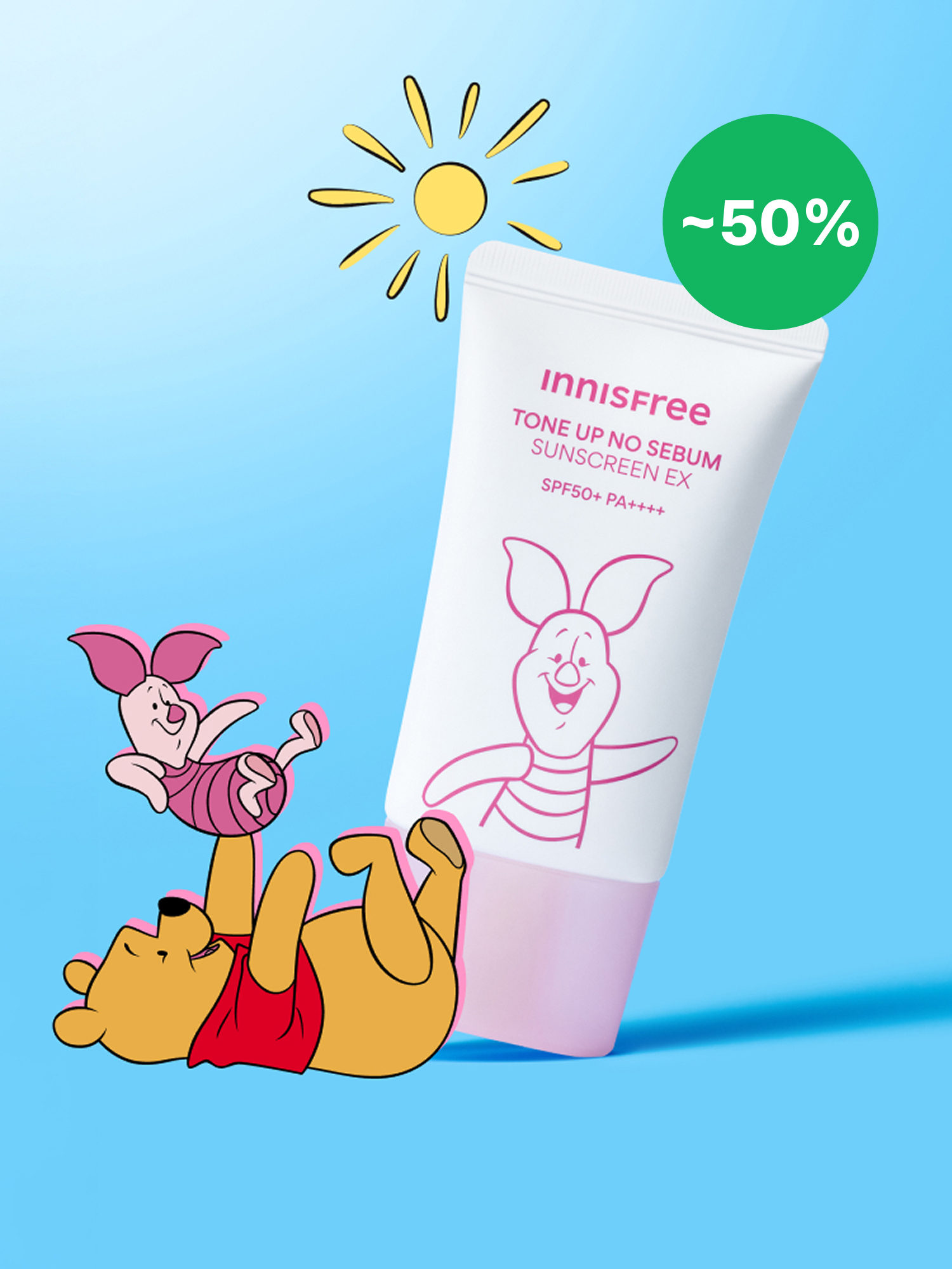 [곰돌이푸 에디션] 톤업 노세범 선스크린 EX SPF50+ PA++++