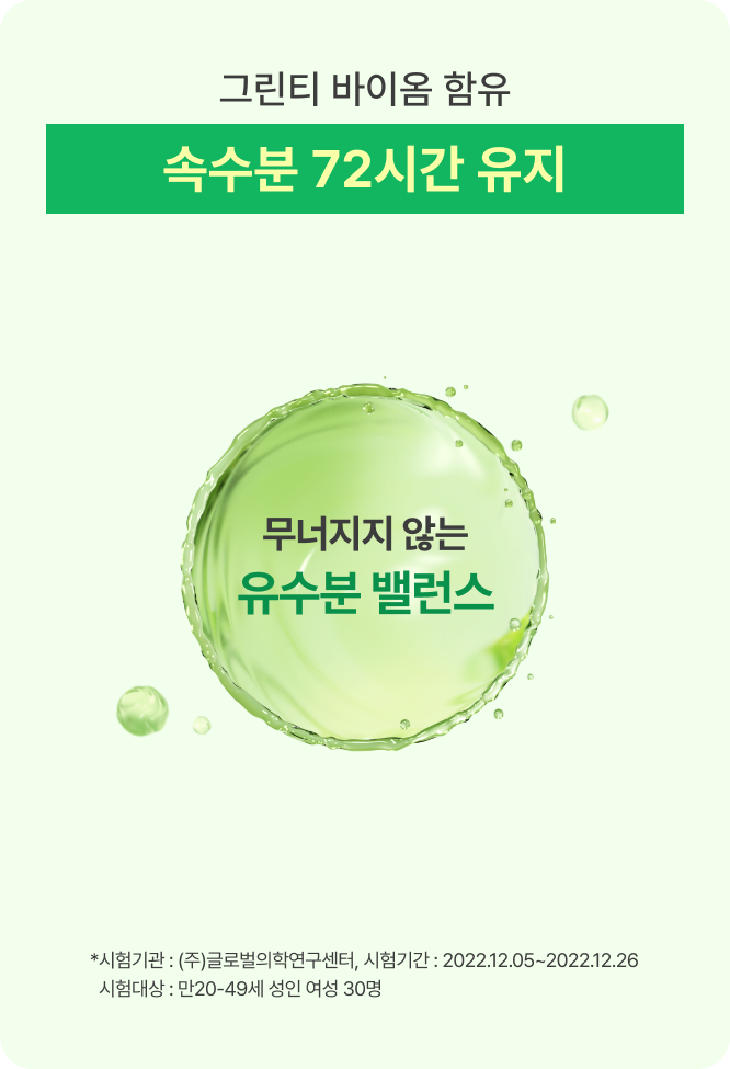 그린티 바이옴 함유 속수분 72시간 유지