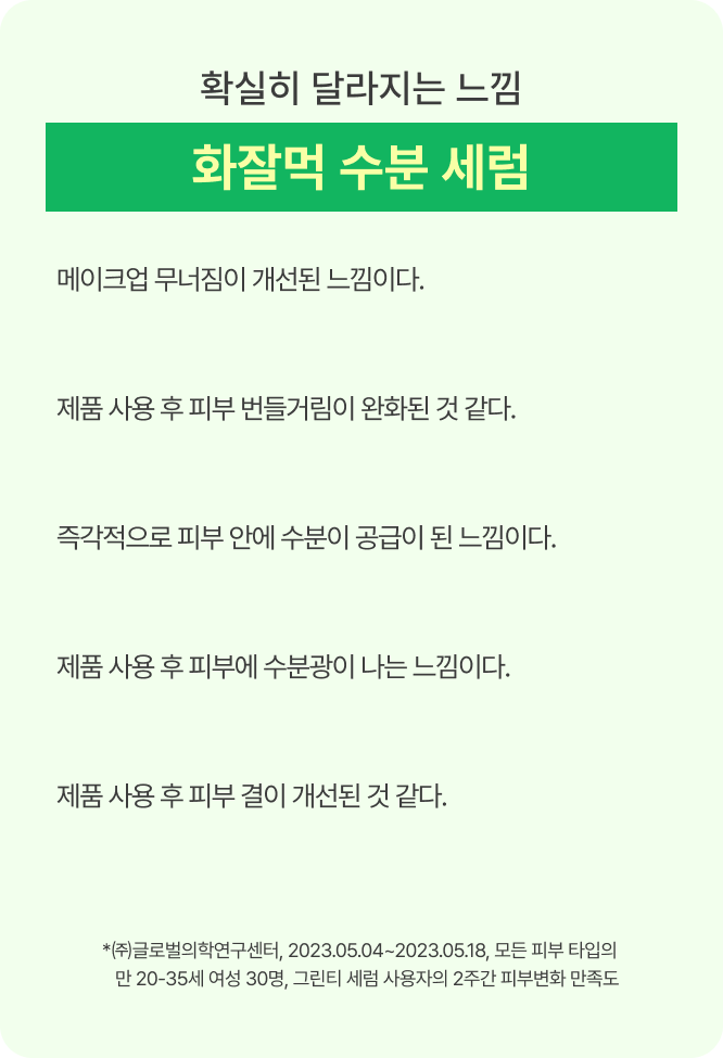 확실히 달라지는 느낌 화잘먹 수분 세럼